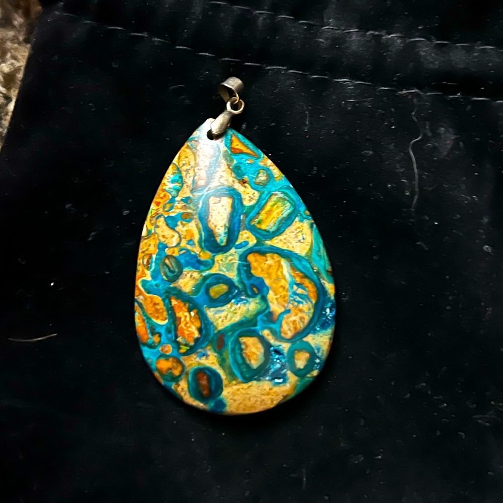 Blue and Tan Jasper Pendant